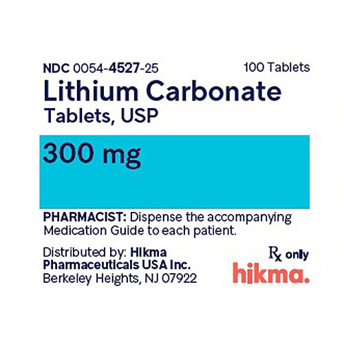 Lithium Carbonate 300 mg Capsule 100 Count