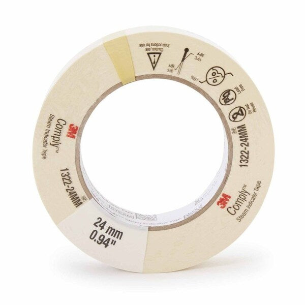 Steam Indicator Autoclave Tape Lead-Free, .94 inch x 60 yds, ensures sterilization and safety compliance.