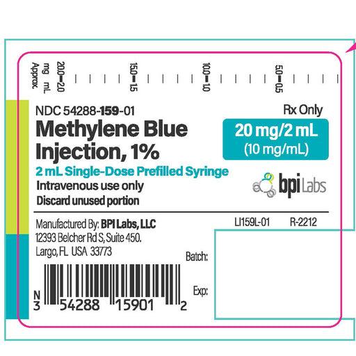 Methylene Blue Injection 1% used for treating methemoglobinemia, urinary tract infections, and ifosfamide toxicity.