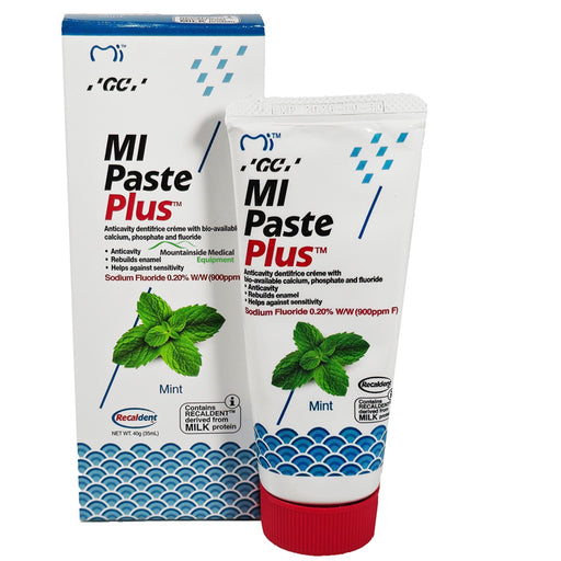 Mi Paste Plus Mint tube improves enamel strength, alleviates tooth sensitivity, and offers cavity protection for oral health.