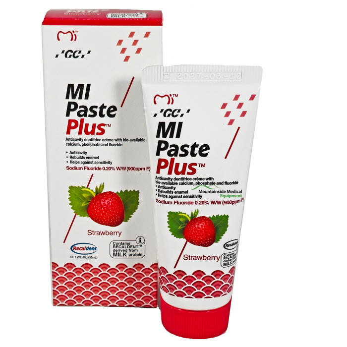 Mi Paste Plus Strawberry flavor enhances dental health, strengthens enamel, reduces cavity risk, and alleviates tooth sensitivity effectively.