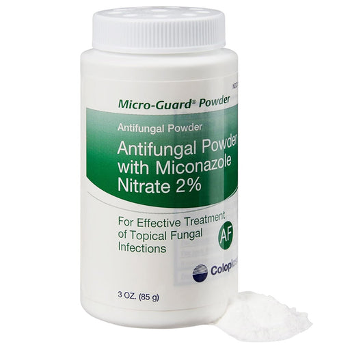 Micro-Guard Antifungal Powder Miconazole Nitrate 2% by Coloplast, offering effective relief and protection against fungal infections.