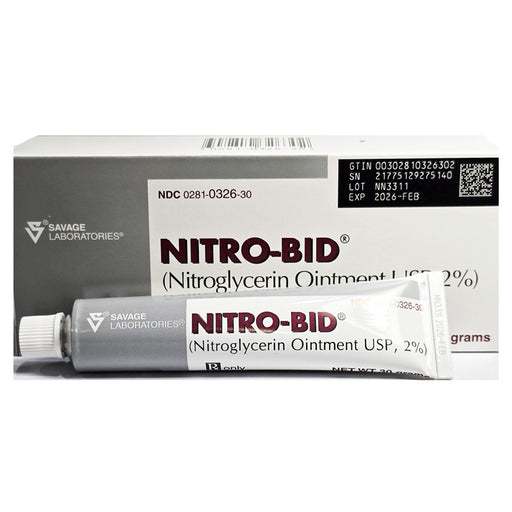 Nitro-Bid Nitroglycerin Ointment 2% Tube 30 gram Sandoz NDC 00281-0326-30