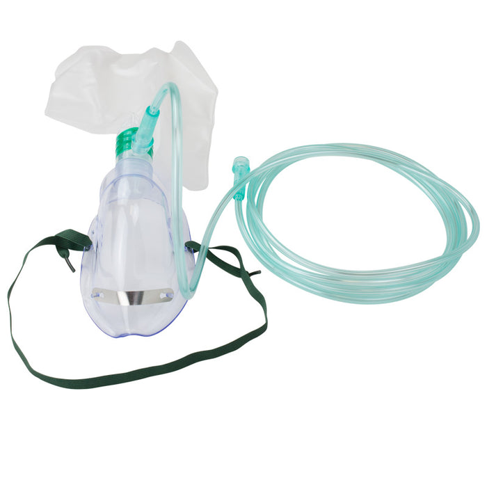 Image of Non-Rebreather Oxygen Mask, showcasing adjustable straps and secure fit, designed for efficient oxygen delivery and respiratory support.