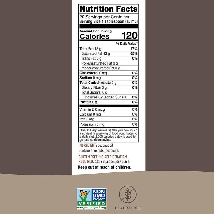 Nutrition Facts for Natures Way Liquid Coconut Oil