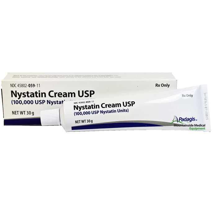 Tube of Nystatin Cream 100,000 Units used for antifungal treatment, effective relief for skin infections, and soothing application.