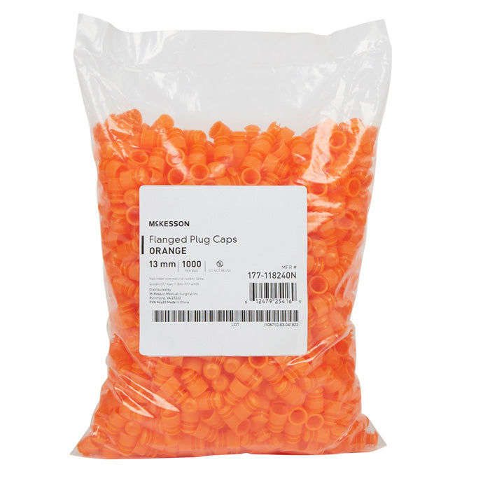 Orange Colored Blood Test Tubes Closure Polyethylene Flanged Plug Caps 13 mm