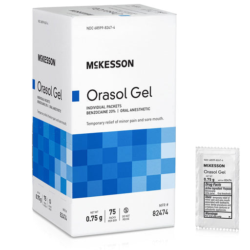 Orasol Gel Oral Pain Relief with 20% Benzocaine Unit Dose Packets 75/Box