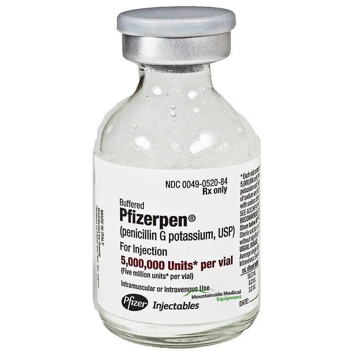 Pfizerpen Injection 5000000 Units vial for effective treatment of severe bacterial infections, sepsis, and used in antibiotic therapy.