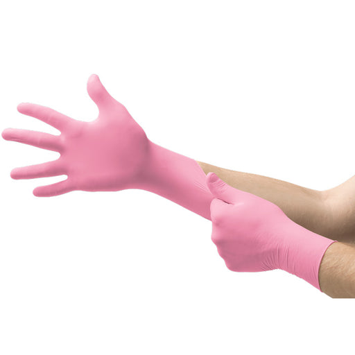 Pink Nitrile Gloves, Ansell Micro-Touch Disposable Exam Gloves 100/Box