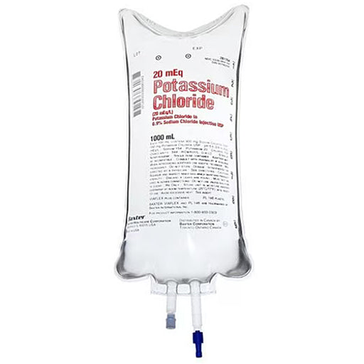 Potassium Chloride in Dextrose 5% and Sodium Chloride 0.45% IV Solution Bags 1000 mL, 14/Case 