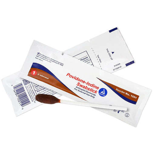 Povidone Iodine Swabsticks, Individual Packets by Dynarex 1201 1202