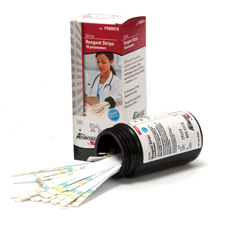 Urine Reagent Testing Strips 10 Parameter by Pro Advantage for precise urinalysis, monitoring kidney function and detecting health conditions.