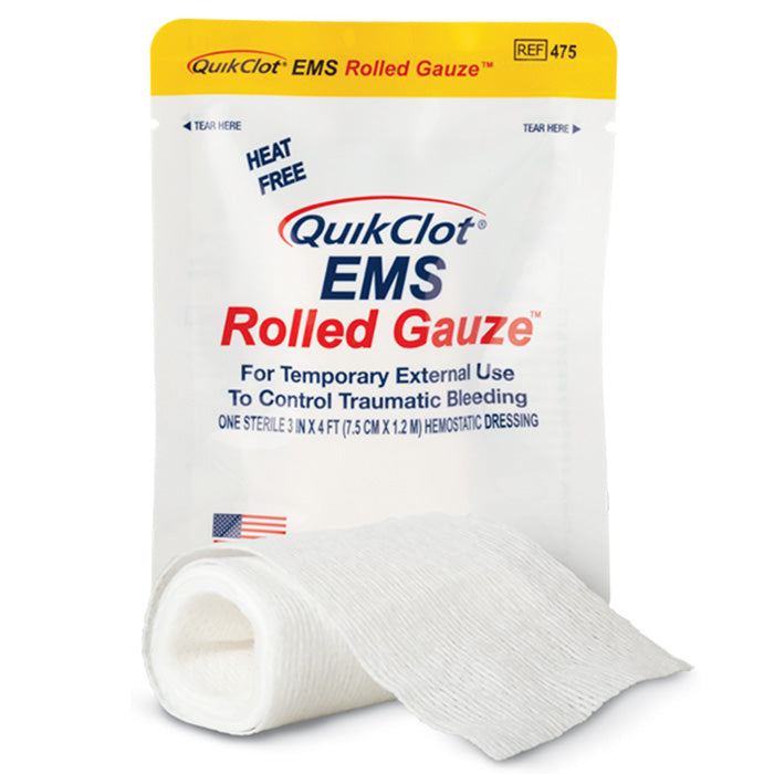 QuikClot EMS Hemostatic Rolled Gauze Dressing 3 Inch x 4 Foot 