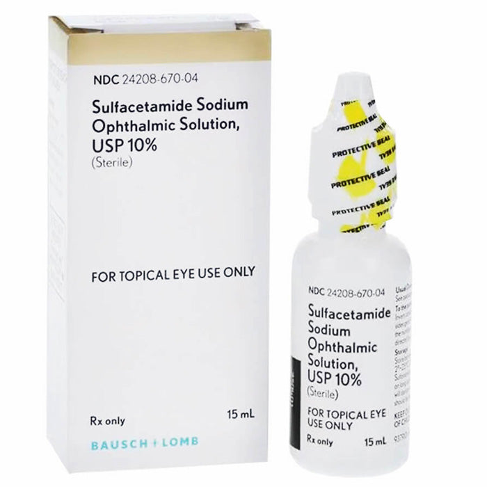 Sulfacetamide Sodium 10% Eye Drop Ophthalmic Solution, offering effective treatment for bacterial eye infections and relief from irritation.