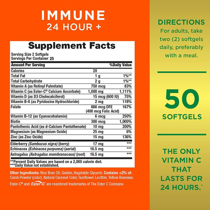 Supplement Facts for Immune 24 Hour 