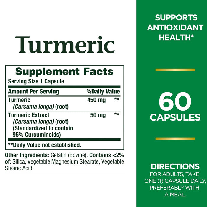 Supplement Facts for Turmeric Curcumin 450 mg by Nature's Bounty