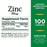 Supplement Facts for Zinc (Zinc Gluconate) 50 mg Caplets Nature's Bounty