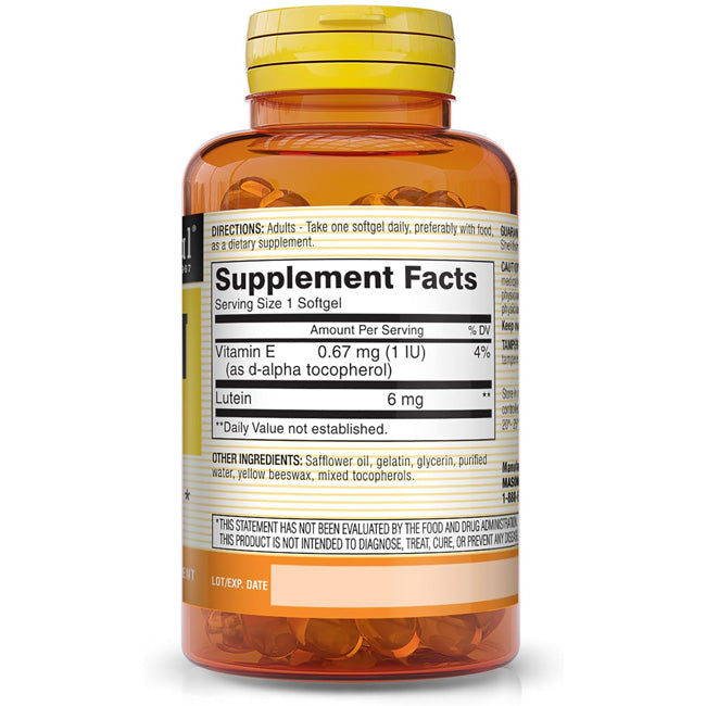 Supplement facts for Lutein 6 mg with Vitamin E by Mason Naturals