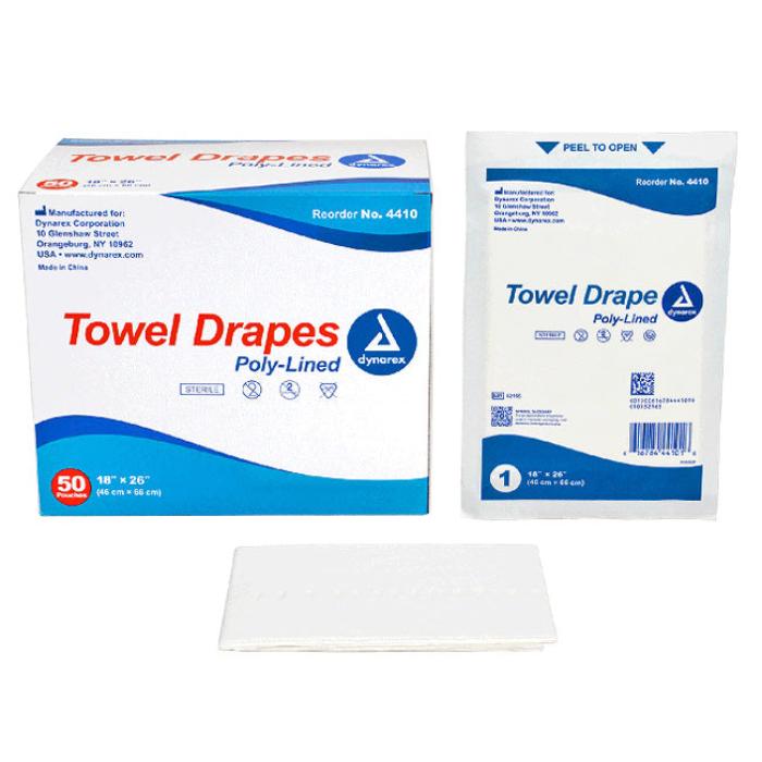 Towel drapes, sterile, used for maintaining hygiene, infection control, and safety in medical procedures.