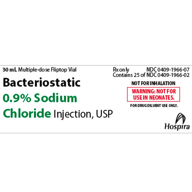 Tray Label for Bacteriostatic Sodium Chloride 0.9% Injection 30ml 