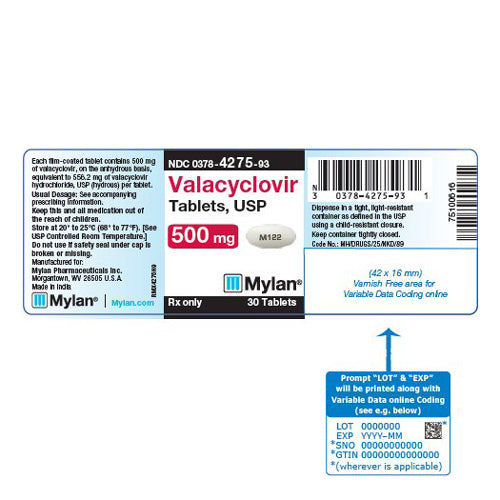 Valacyclovir Hydrochloride Tablets 500 mg Mylan — Mountainside Medical ...