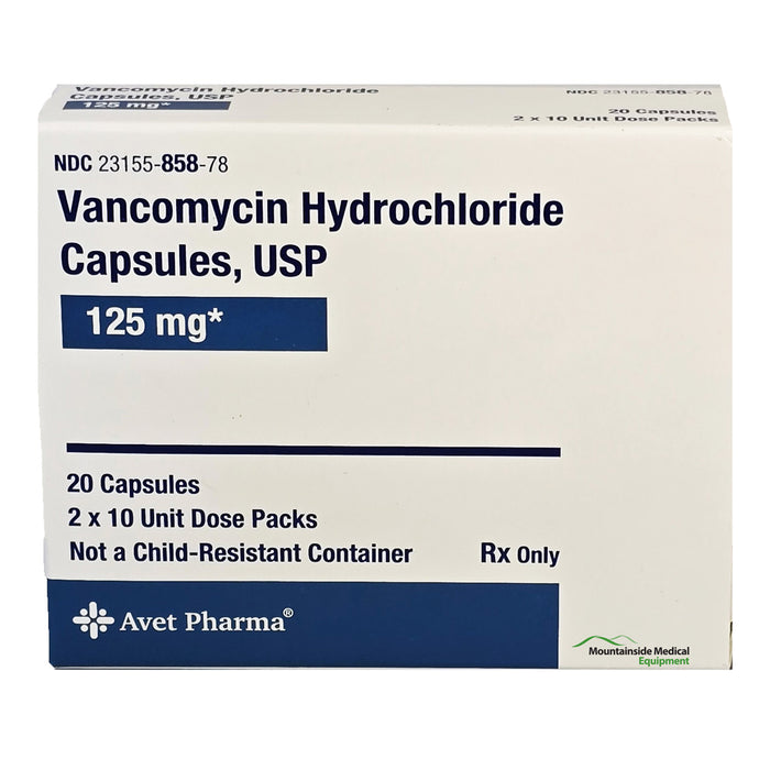 Vancomycin Hydrochloride Capsules 125 mg by Avet Pharmaceuticals NDC 23155-0858-78