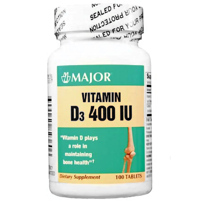 Vitamin D3 Tablets 400 IU (Cholecalciferol) by Major Pharma 100 Count ...