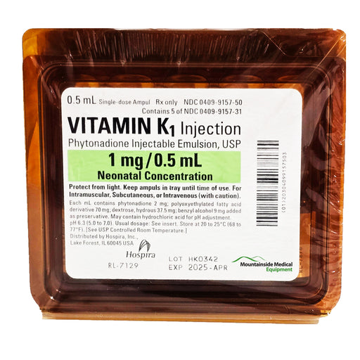 Vitamin K1 Injection Phytonadione Injectable Emulsion 1 mg by Pfizer Injectables NDC 00409-9157-01