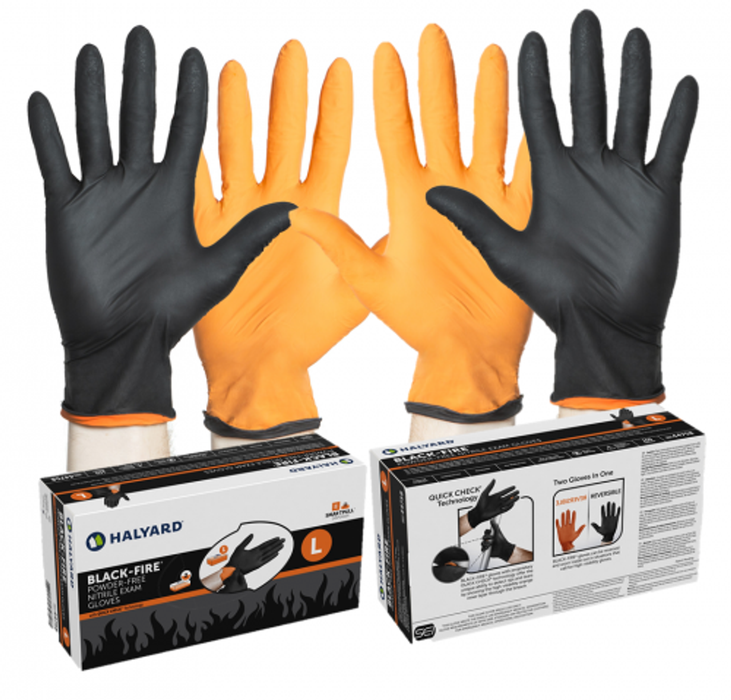 Black Fire Nitrile Breach Detection Gloves ensuring safety, hygiene, protection, and premium healthcare.