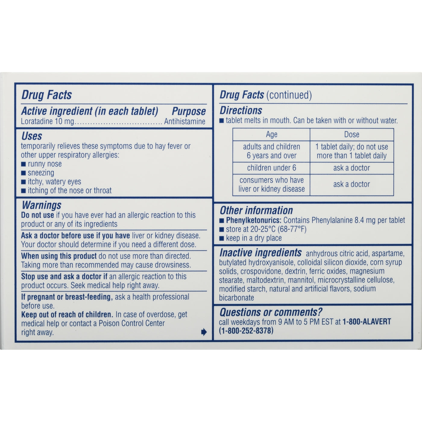 Alavert 24-Hour Allergy Relief Tablets Citrus Burst 60 ct ...