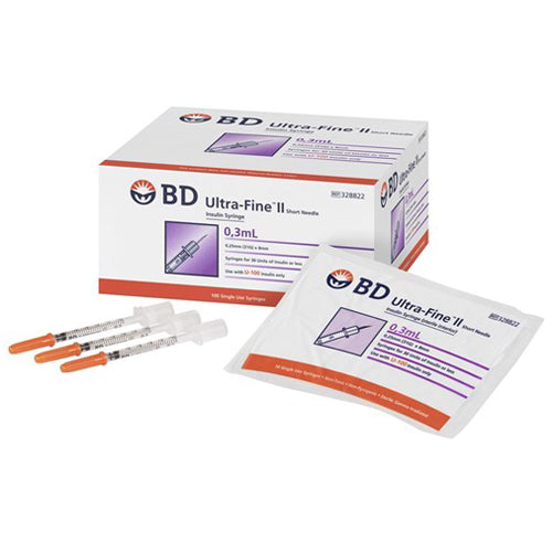 BD 328822 Insulin Syringes 0.3 mL with Ultra-Fine Needle 8mm x 31 