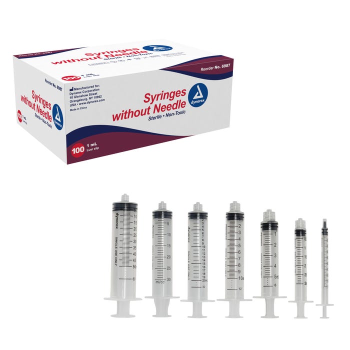 Dynarex Luer Lock Syringes without Needle — Mountainside Medical