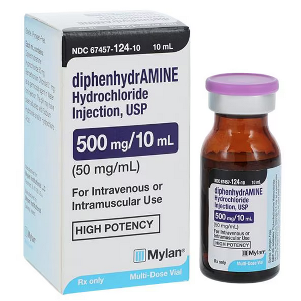 Diphenhydramine Hydrochloride for Injection 500mg/10 mL Vial by Mylan ...