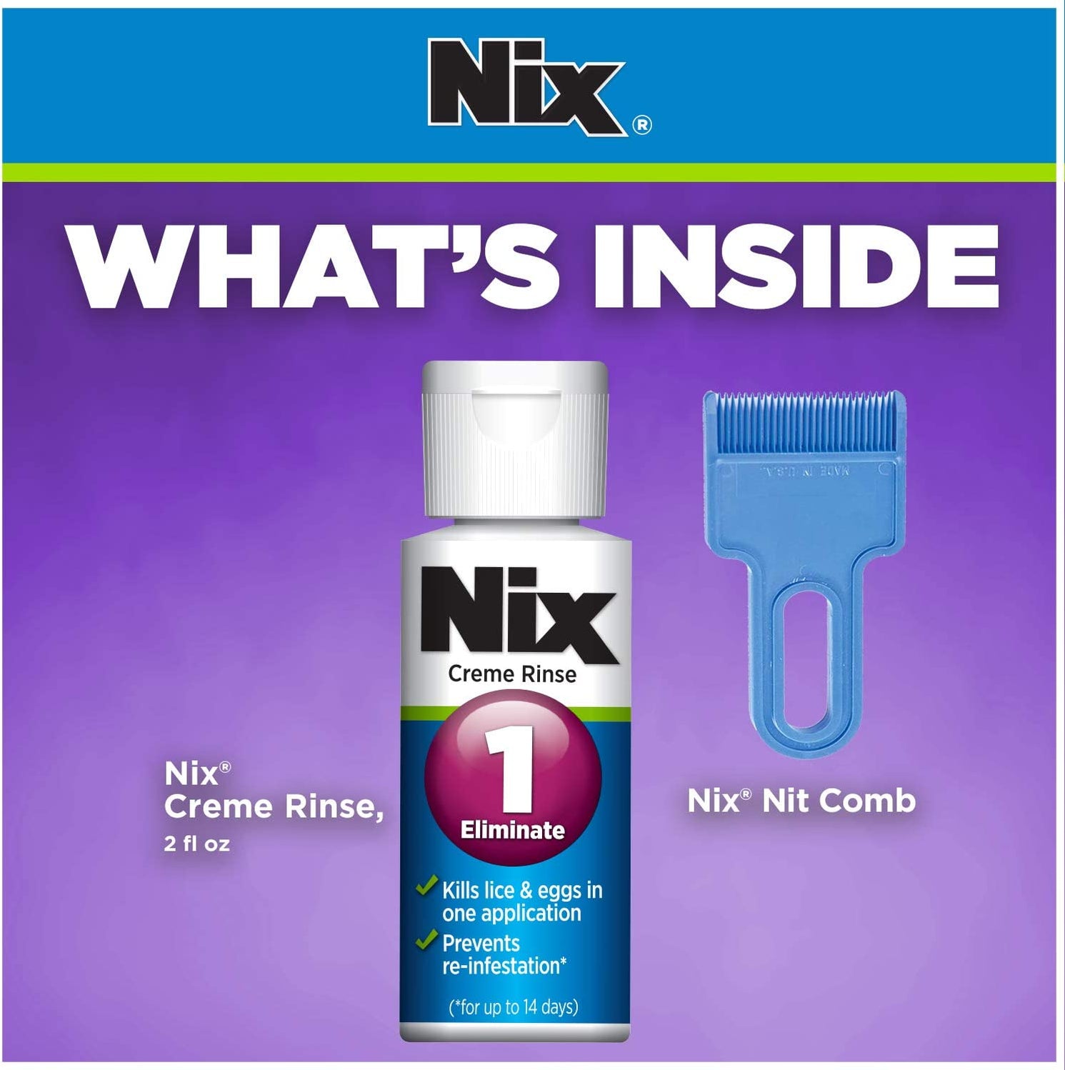 Nix Lice Killing Treatment Cream Rinse with Nit Comb Kills Lice & Egg