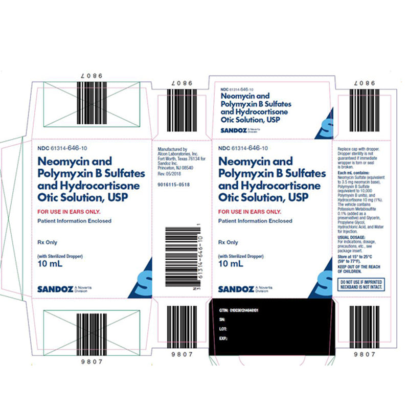 Sandoz Neomycin, Polymyxin B And Hydrocortisone Combination Ear Drops ...