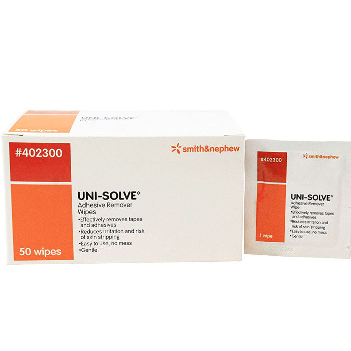 Uni-Solve Adhesive Remover Wipes. Box of 50, Wipes, ANTISEPTICS & CLEANING,  Medical and Surgical Requisites