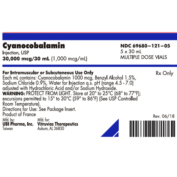 Cyanocobalamin For Injection 1000 Mcg Multiple-Dose Vials 30mL X 5/Box ...