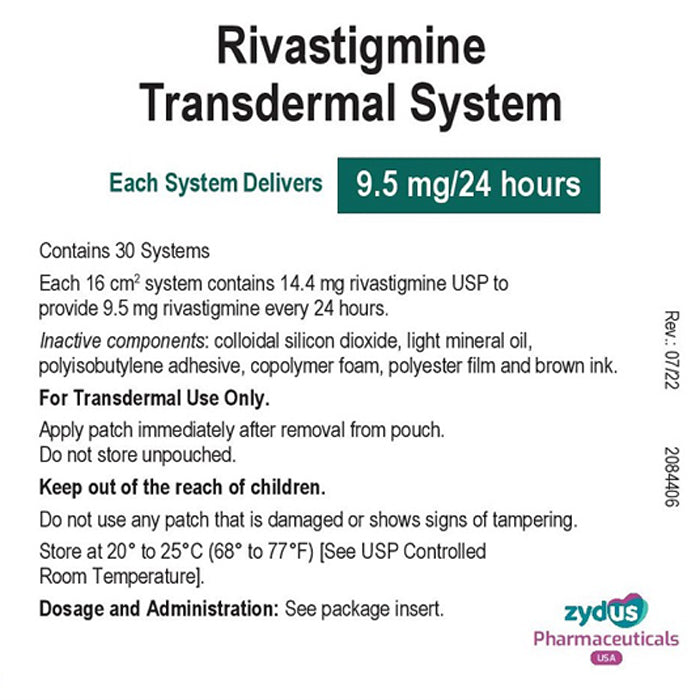 Zydus Rivastigmine Transdermal Patch 9.5mg 24-Hour 30 Systems Per Box —  Mountainside Medical Equipment