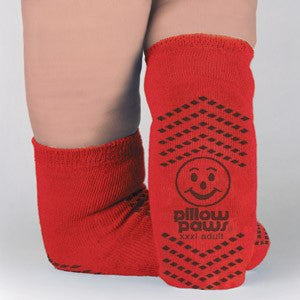 Pillow Paws Slipper Socks, Risk Alert - Skid-Resistant Tread, Red