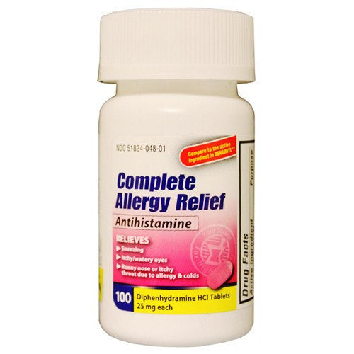 Generic Benedryl) Diphenhydramine HCI 25mg Allergy Relief Antihistamine 100 Caplets