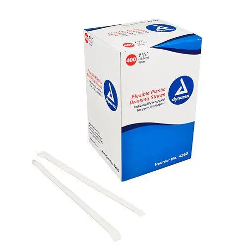 Flexible White Disposable Drinking Straws, box of 400 — Mountainside  Medical Equipment